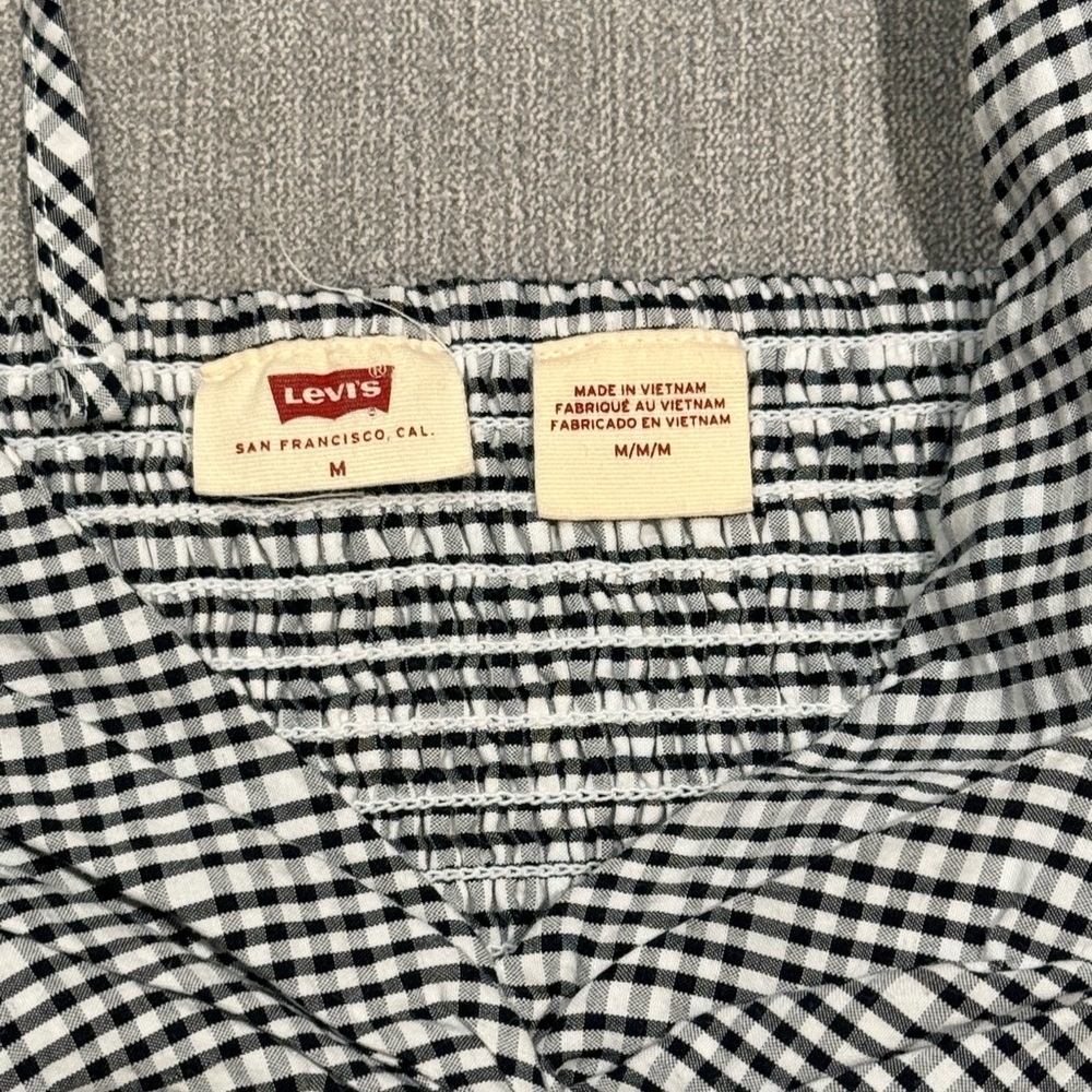 Levi's Black and White Gingham Mini Dress Coastal Cowgirl Milkmaid - Picture 4 of 7